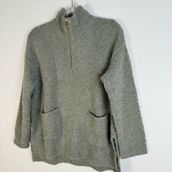 Anthropologie Sleeping on Snow Clarington Sweater Half Zip Green Wool Alpaca SM - Picture 3 of 11